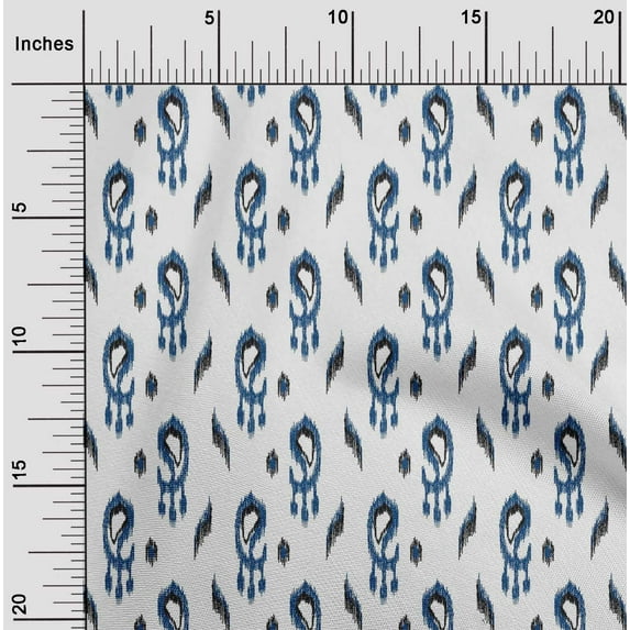 oneOone Polyester Lycra Fabric Paisley Ikat Printed Fabric 1 Yard 56 Inch Wide