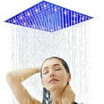 thumbnail image 1 of Zovajonia 10" LED Shower Head Rainfall Square Top Sprayer For Shower Faucet Polished Chrome, 1 of 7