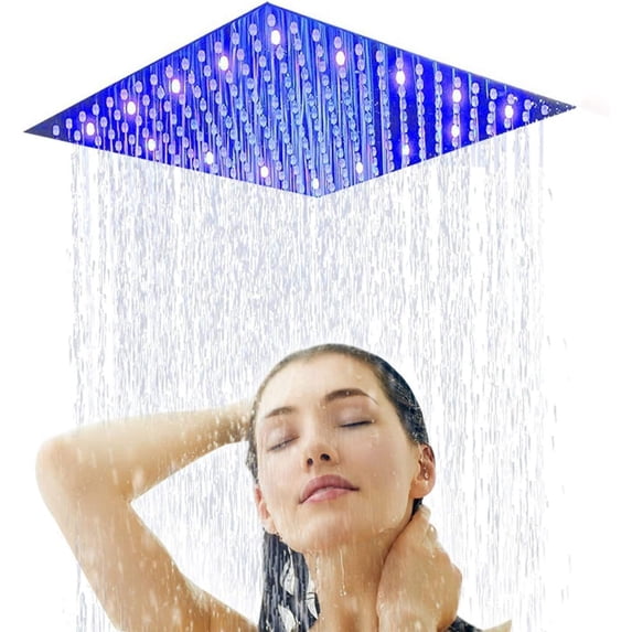 Zovajonia 10" LED Shower Head Rainfall Square Top Sprayer For Shower Faucet Polished Chrome