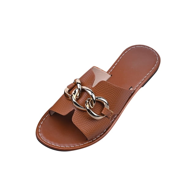 WRKEKC Sandales pour Femmes à Bout Rond, Claquettes de Plage Décontractées Printemps Été, Chaussures d'Extérieur Confortables pour Femmes