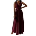 thumbnail image 1 of Cameland Mode Women Robe Longue d'Été Décontractée Unie Col en V Sans Manches, 1 of 6