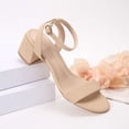 thumbnail image 4 of LuckLilac Women's Round Open Toe Sandals Chunky Low Heel Ankle Strap Heels Casual Daily Office Wedding Shoes, 4 of 7
