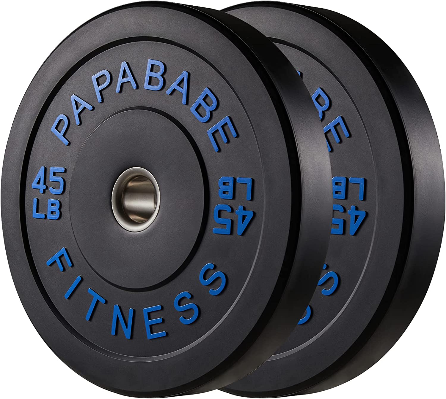 PAPABABE Bumper Plate Set with Color Coded 2 inch (45 lb Set)