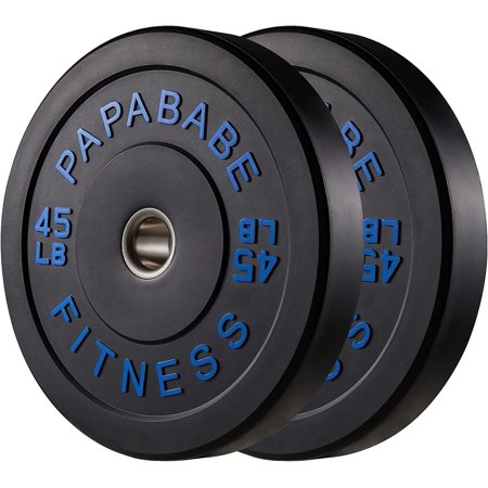 papababe Bumper Plates Set 2-inch, Color Coded Olympic Weight Plates with Steel Insert for Weightlifting(45 lb, Pair)