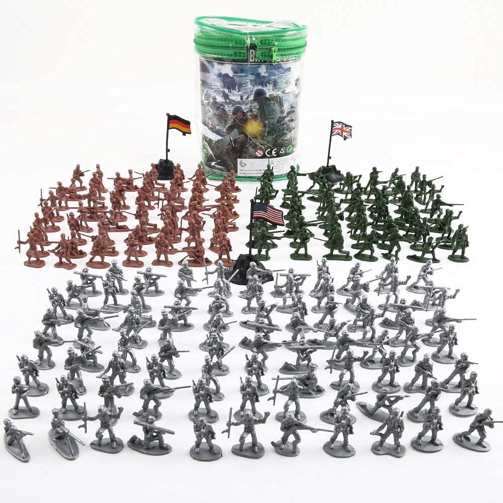 Carry Bag of 300 Toy Plastic Assorted Soldiers Kids Childrens Pretend Play Game 