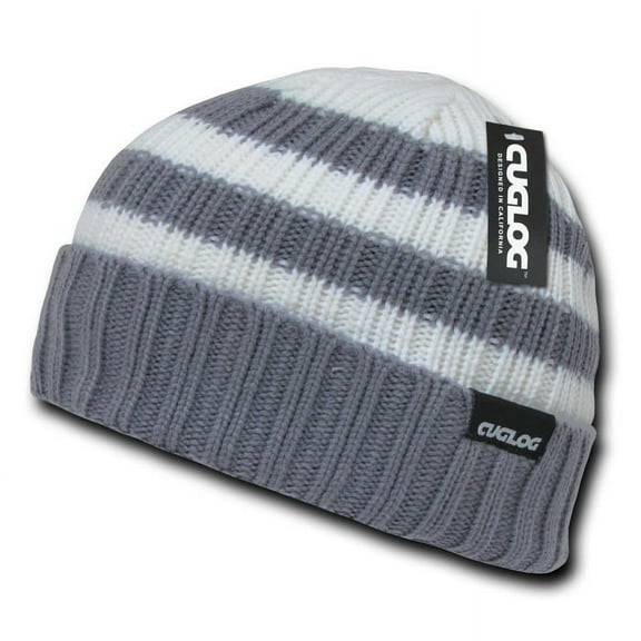 CUGLOG K014 Shasta Striped Sweater Beanies, Grey