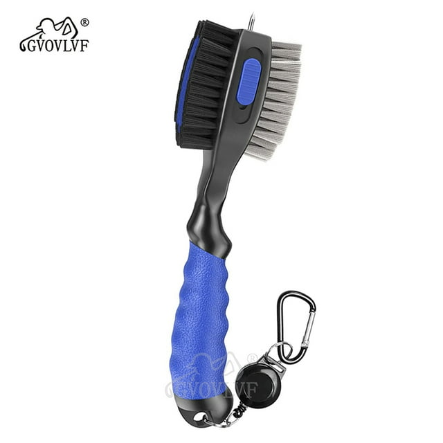 Golf Club Brushes Golf Club Cleaner with Retractable Zip-line and Non-Slip Handle with Oversize Brush Head and Retractable Spike Blue