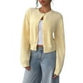 thumbnail image 2 of iHPH7 Cropped Cardigan Light Cardigans for Women Casual Outfits for Women Fall Clothes Knit Cardigans for Women Fall Sweaters for Women Travel Sweater Yellow M, 2 of 7
