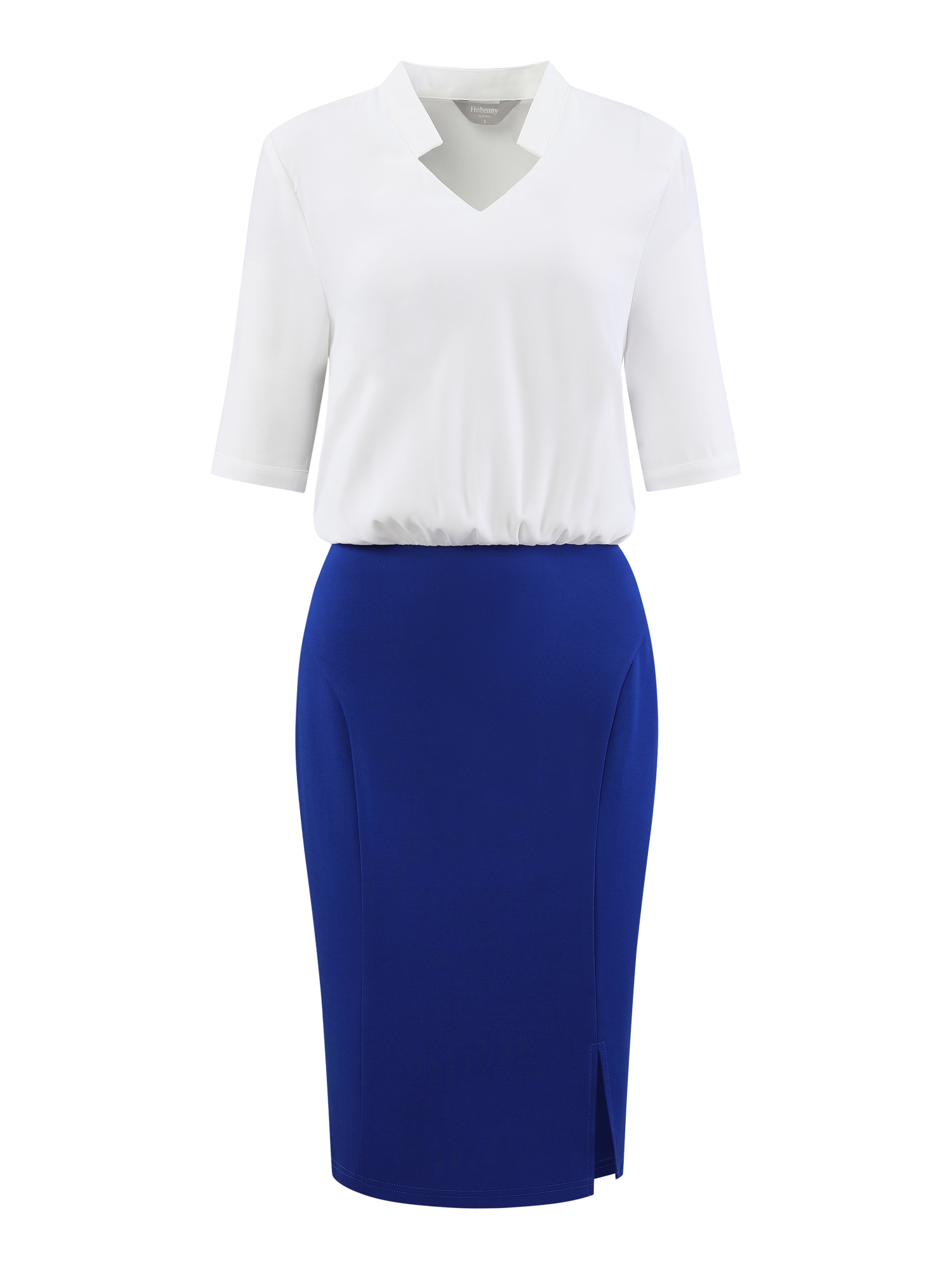 DARING DIVA Contrast Color Short Sleeve Work Pencil Dress XL Royal Blue