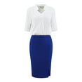 thumbnail image 2 of DARING DIVA Contrast Color Short Sleeve Work Pencil Dress XL Royal Blue, 2 of 6