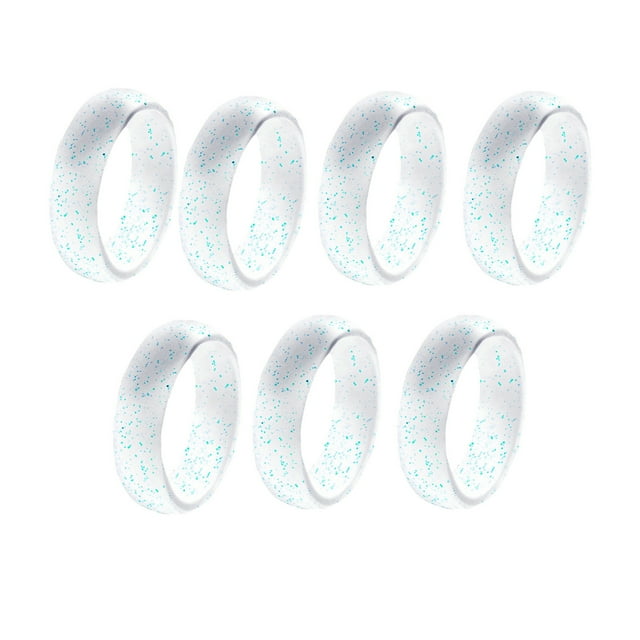 Flmtop 7Pcs Women Fashion Silicone Soft Shiny Glitter Finger Rings Party Jewelry Gift
