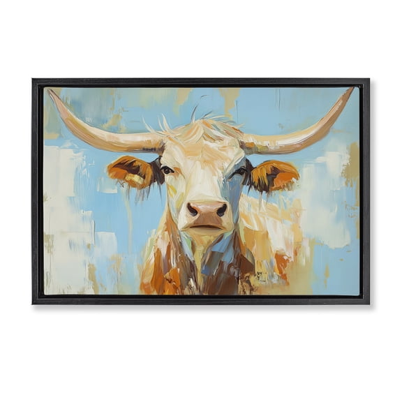 Stupell Industries Abstract Texas Longhorn Black Framed Floater Canvas Wall Art, design by Tina LeCour