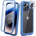 thumbnail image 1 of Funda Diaclara diseñada para iPhone 14 Pro de 6.1 pulgadas, carcasa resistente de 360 grados con protector de pantalla táctil antirrayas integrado y protector de lente de cámara de vidrio templado 9H, 1 of 8