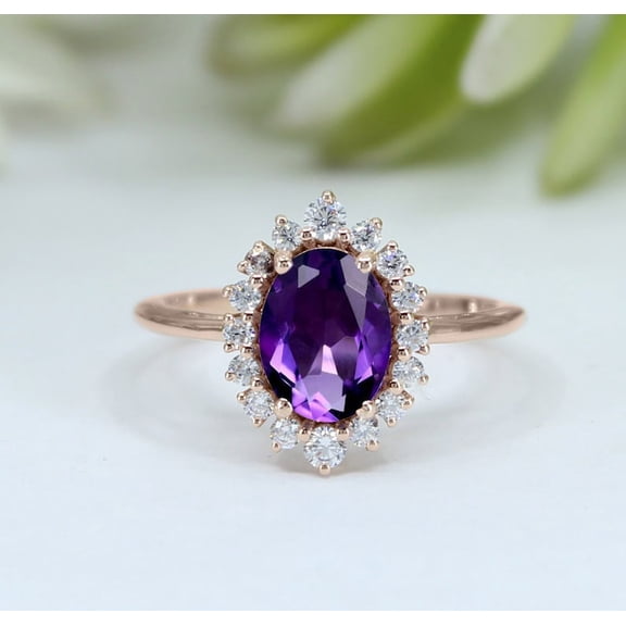 natural amethyst ring purple gemstone promise ring cushion cut February birthstone ring silver ring