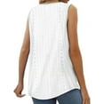 thumbnail image 2 of Summer Tank Tops for Women Loose Fit Pleated Tunics Scoop Neck Sleeveless Lace Tops Curved Hem Flowy White L, 2 of 4