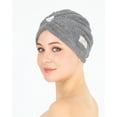 thumbnail image 5 of HALLEY Cotton Hair Towel Wrap – 3 Packs Super Absorbent, Anti Frizz Fast Drying Hair Towel for Curly Long Thick Hair – Hair Turbans for Wet Hair with Button – Hair Plopping Towel (Black, Grey, Blue), 5 of 11