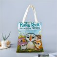 thumbnail image 2 of Puffin Rock Bolso de tela con estampado de lienzo para mujer, bolsa de compras reutilizable y estética, con cremallera interior, regalo para mujer,38*45cm., 2 of 6