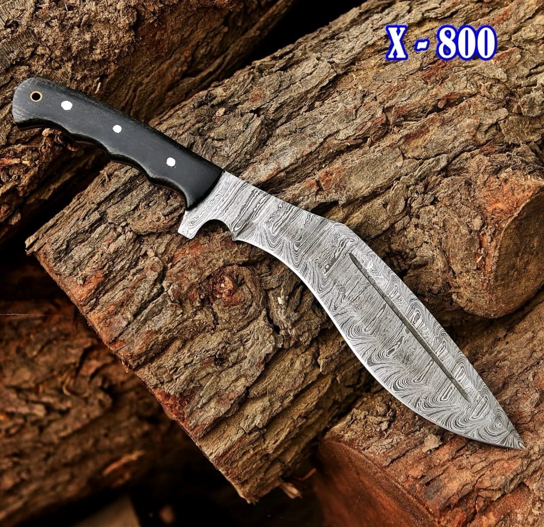 AJSANITY 16" FULL TANG DAMASCUS Fixed Blade BOWIE Hunting SURVIVAL Knife GURKHA KUKRI KNIFE
