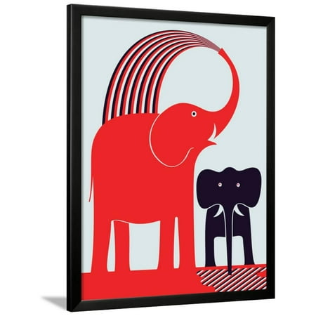 Art Print Greg Stocks - Red Elephant Framed Print Wall Art By Greg Mably