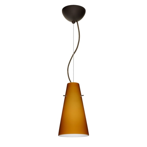 1KX-412480-LED-BR-Besa Lighting-Cierro-One Light Cord Pendant with Flat Canopy-5.38 Inches Wide by 9.38 Inches High-Bronze Finish-Amber Matte Glass