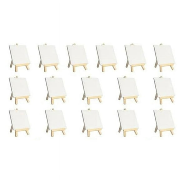 Mini Canvases with Easel Sets 16 Pack, Small Painting Canvas with Mini Easel 4 X 4 Inch Art Canvases Painting Kit