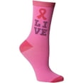 thumbnail image 7 of 60 Pairs of Pink Ribbon Breast Cancer Awareness Ankle/Crew Socks for Women (Assorted Live), 7 of 7