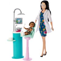 Barbie Careers Dentist Doll & Toddler Patient Doll Playset, Black Hair