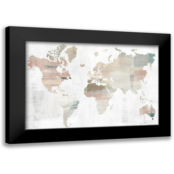 Isabelle Z 14x11 Black Modern Framed Museum Art Print Titled - World Travelers Map
