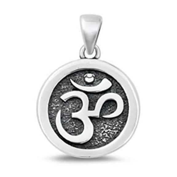 Sterling Silver Om Symbol Pendant Oxidized Medallion Circle Round Harmony Charm Jewelry Female