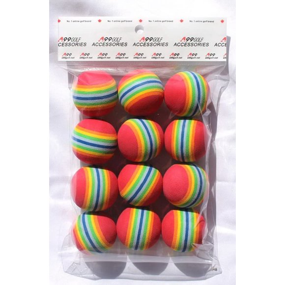Great Gift - A99 Golf Rainbow Foam Ball 12 Pcs Practice Training Balls for Driving Range, Swing Practice, Indoor Simulators, Outdoor & Home Use Floating Water Fun