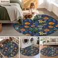 thumbnail image 5 of Round Rug 4Ft Washable Non-Slip, Orange Blue Spring Floral Circle Area Rugs for Living Room Bedroom, Vintage Botanical Summer Flower Indoor Floor Mats Carpet Runner for Home Decor Aesthetic, 5 of 8