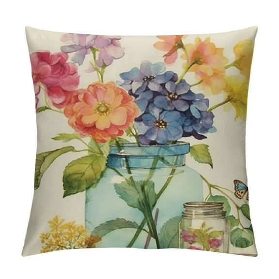 Shiartex  Decorative Throw Pillow Covers Watercolor Flower Pillow Covers Floral Decorative Pillows for Couch Living Room Patio Farmhouse Outdoor Decor