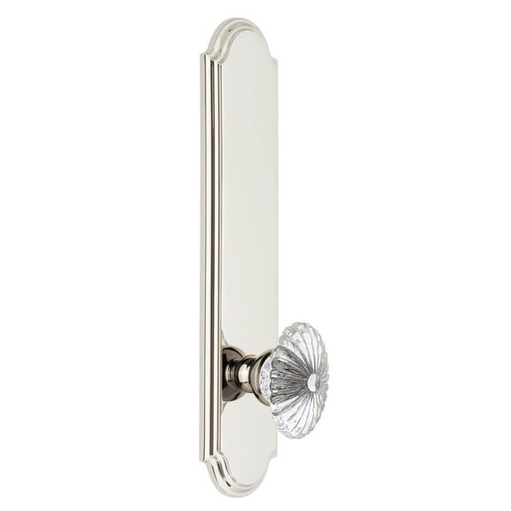 Grandeur Arcbur_Tp_Sd_Na Arc Solid Brass Tall Plate Rose Single Dummy Door Knob - Nickel