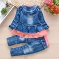 thumbnail image 4 of Peacolate 6M-4Years Spring Autumn Baby Girls Sets Denim 3 Pcs Clothes Long Sleeve T-Shirt Denim Jacket and Jeans,Pink,3-4years, 4 of 8