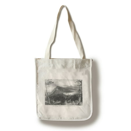 - Catskill Mountains, New York - View of Two Lakes and the Mountain House (100% Cotton Tote Bag - Reusable)