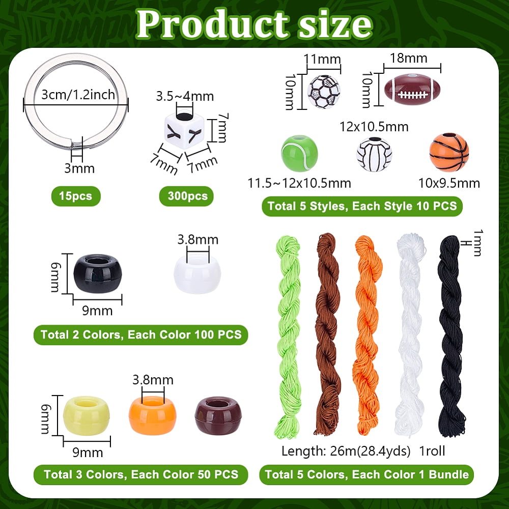 DIY Ball Keychain Making Kits including 304 Stainless Steel Split Key Rings Nylon Thread Acrylic Beads Plastic Beads & Glass Seed Beads Mixed Color