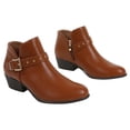 thumbnail image 2 of Berness Women Ankle Boots Buckle Studded Strap Sides Zippers Block Short Heel Booties KASHVI Light Brown Tan Camel 10, 2 of 3