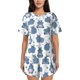 thumbnail image 1 of Balery Cute Hippos Conjunto de Pijama para Mujer con Estampado, Dos Piezas de Manga Corta y Shorts, Ropa de Dormir Suave con Cuello Redondo y Bolsillos-X-Large, 1 of 6