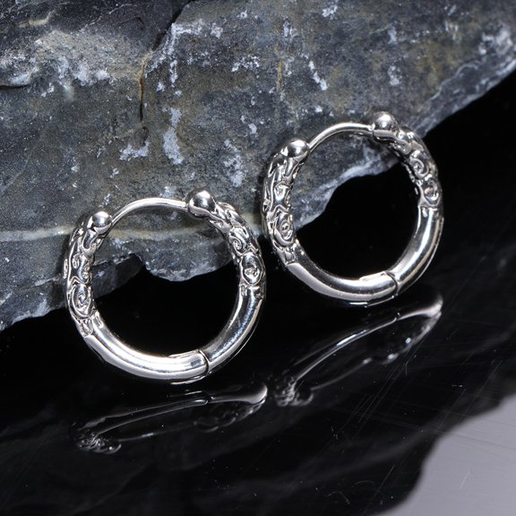 LOLIPPYY 1 Pair Men's Black Alloy Hoop Earrings Simple Piercing Jewelry for Stylish Masculine Look and Everyday Wear