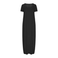 thumbnail image 3 of Robe Chemise Longue Robe Maxi Manches Courtes Robes Longues Décontractées Tendance Robe d'Été Robe Crayon Articles en Solde Noir 3TG, 3 of 5