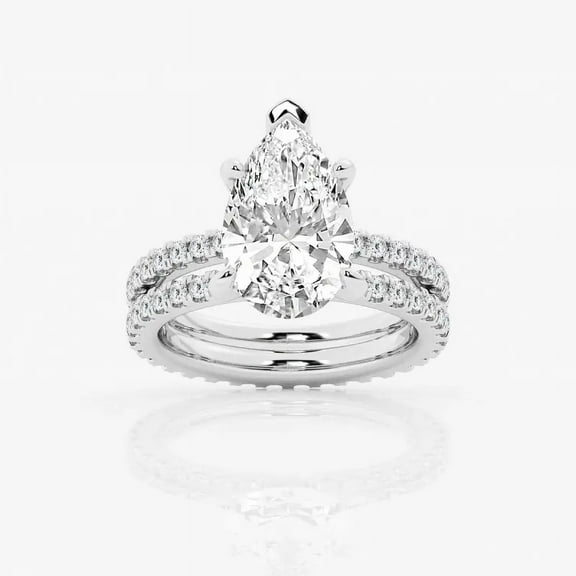 Zoya Jewel 1.6 Ct Pear Cut Engagement Ring for Women – Double Shank Wedding Style – Moissanite – 14K White Gold Plated – Gift for Celebratory Occasions