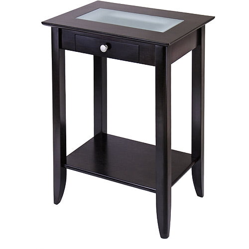 Winsome Wood Syrah Ta;; Accent Table with Frosted Glass, Espresso
