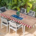 thumbnail image 2 of Independence Day Table Cloths for 8 Foot Rectangle Tables, Gnomes Truck Star Flag Wooden Grain Patio Waterproof Elastic Fitted Tablecloths, Washable Rectangular Table Cover for Camping, 2 of 8