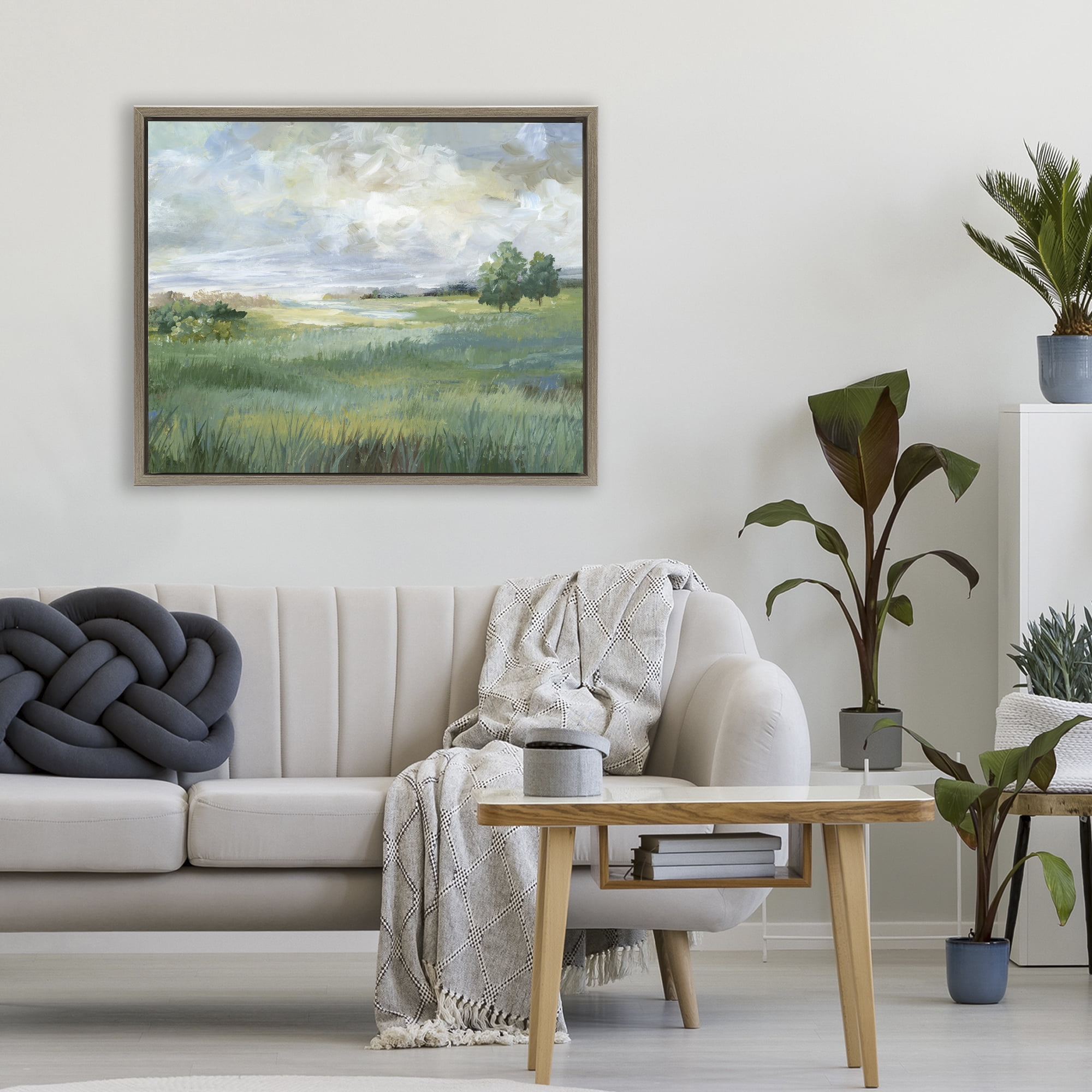 Stupell Industries Idyllic Summer Field Brown Framed Floater Canvas Wall Art, design by Nan