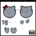 thumbnail image 2 of Kids Size Girls Cute Bow Tie Kitty Ear Rimless Plastic Sunglasses White - Black, 2 of 7
