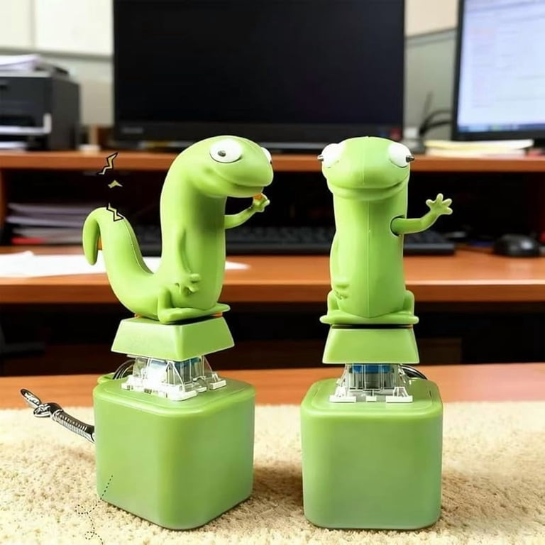 Wrongduck Lizard Button Keychain Sound Toy, Rechargeable Light-Up