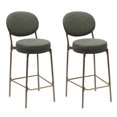 thumbnail image 2 of Tcbosik Upholstered Bar Stools Set of 2, Faux Leather Counter Height Barstool with Metal Frame for Kitchen Island, Dining Room, Living Room, Green, 2 of 8