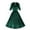 Green, variant on Mikilon Women Retro V-neck Short Sleeves Dress Solid Color Elastic Waist Large Hem Dress