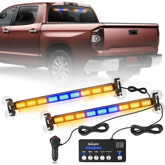 Nilight 162 LED Traffic Advisor Strobe Light Bar 2-in-1 Amber Blue Emergency Warning Hazard Lights with Controller 4 Switchable Color 36 Flash Pattern for Trucks Cars Tow Plow