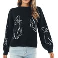 thumbnail image 1 of Suéter de cuello redondo para mujer, blusa de manga larga informal de punto a la moda Fridja  hjk1896, 1 of 8